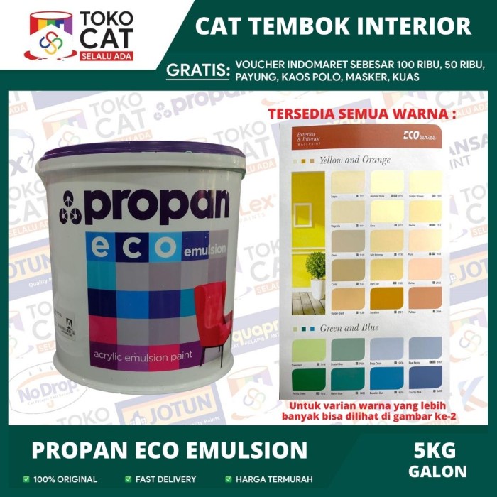 Jual Cat Tembok Interior Propan Eco Emulsion Warna White 9101 5 Kg Galon Cat Tembok Dalam 0553