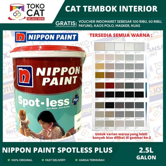 Jual Cat Tembok Dalam Nippon Spotless Plus Brilliant White Warna Cat Anti Noda 25 Liter 1043