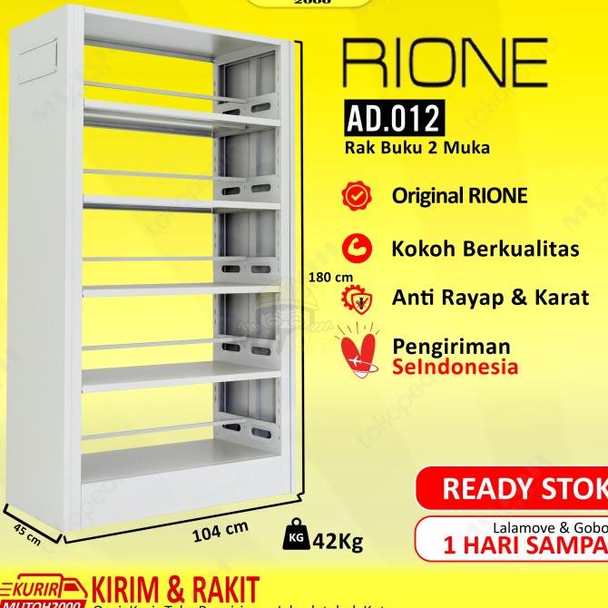 Jual Rione Ad-012 Rak Buku Besi Perpustakaan 2 Muka Terbaik | Shopee ...