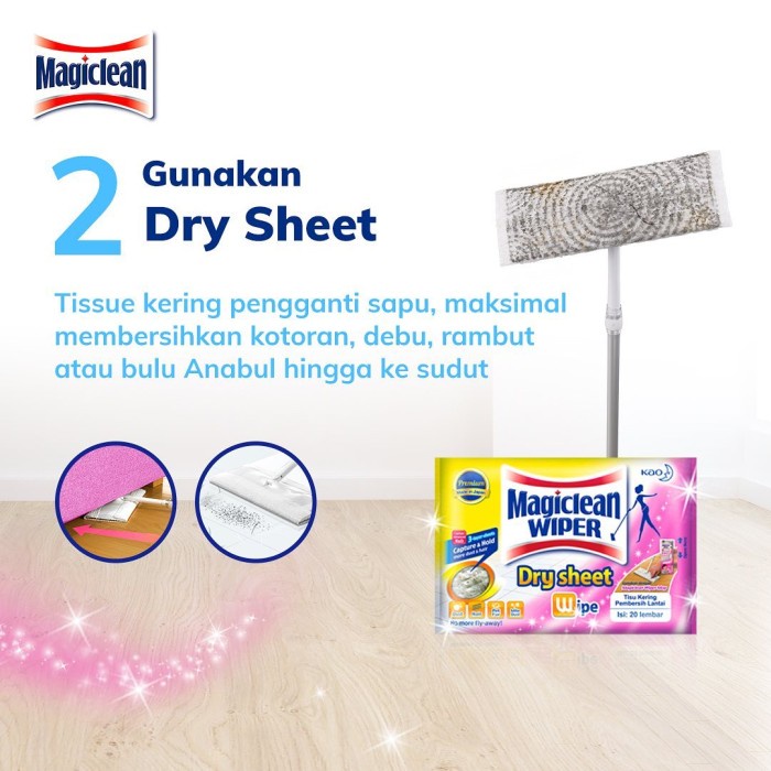 Jual New Magiclean Wiper Mop Dry Sheet Isi 20 Tisu Kering Pembersih