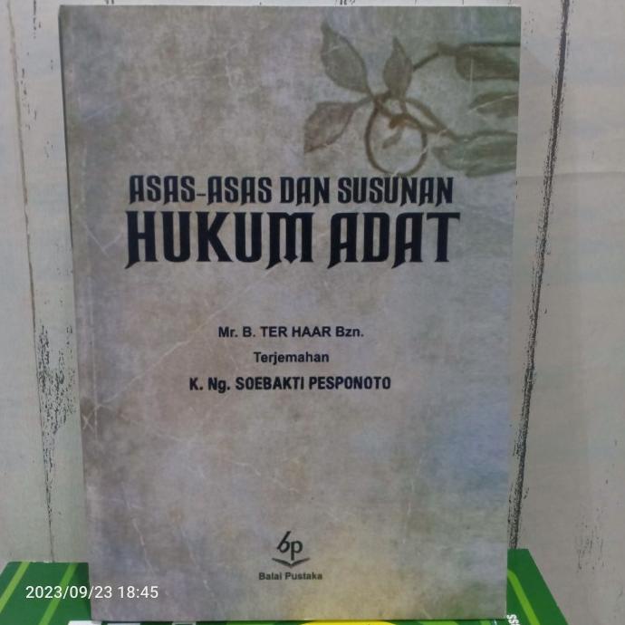 Jual BUKU ASAS-ASAS DAN SUSUNAN HUKUM ADAT By Mr B Ter Haar Bzn BEST ...