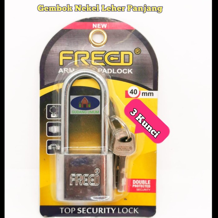 Jual Gembok Nekel Leher Panjang 40 mm FREED Pintu Gerbang Pagar Rumah ...