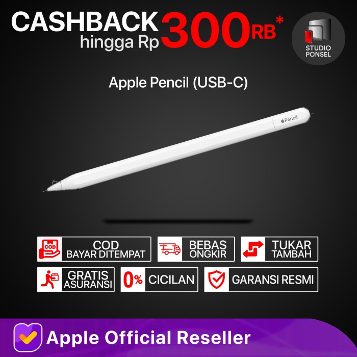 Jual Apple Pencil Usb-C 2023 For Ipad Pro M2 Air Mini M1 10Th