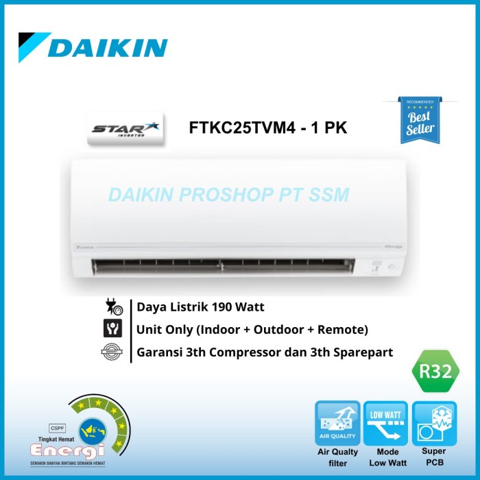 Jual AC Daikin Star Inverter 1 PK Type FTKC25TVM4 | Shopee Indonesia