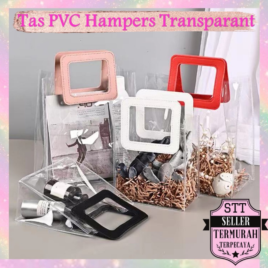 Jual STT Tas PVC Hampers Transparan Serbaguna Goodie Bag Handle Leather ...