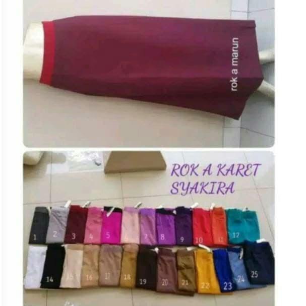 Jual BISA COD - ROK KERJA BAHAN MODEL LINE A PANJANG PINGGANG KARET ...