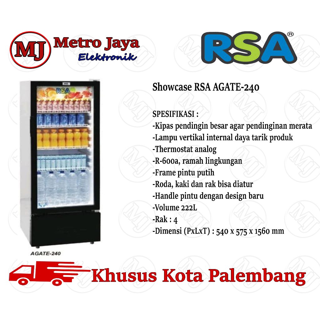 Jual Showcase RSA AGATE-240 pendingin minuman 222 liter 4 Rak AGATE 240 ...