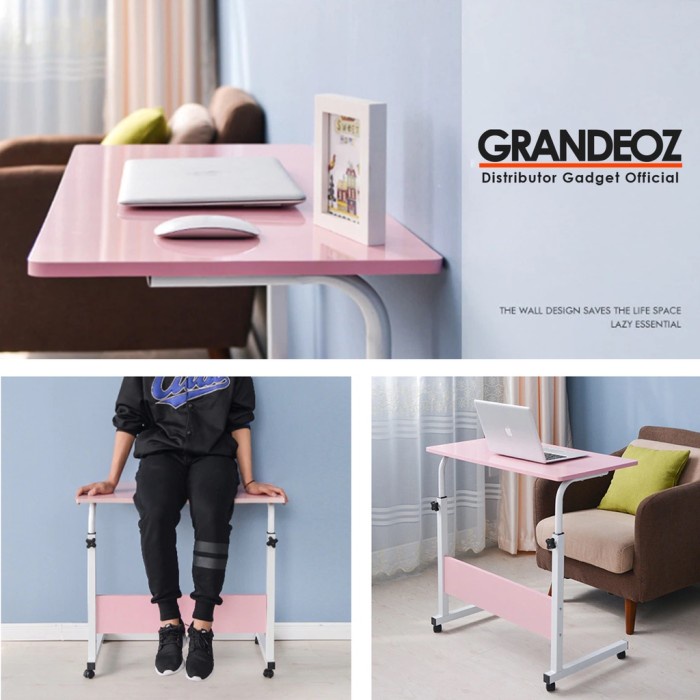 Jual Meja Rak Portable 60X40Cm Laptop Komputer Kamar Table Roda ...
