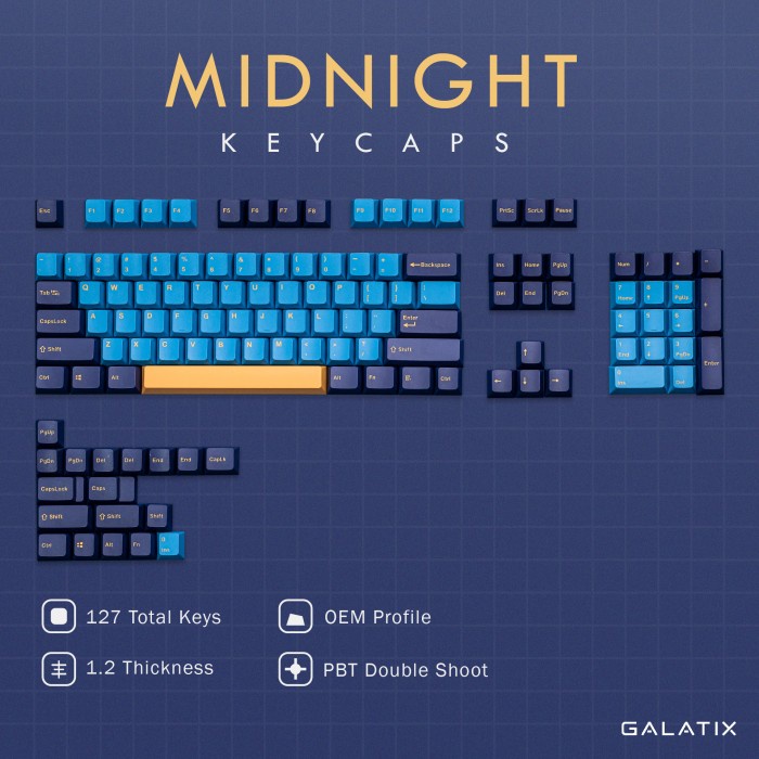 Jual KEYCAPS OEM MIX BLUE 127 Key Set PBT | Shopee Indonesia