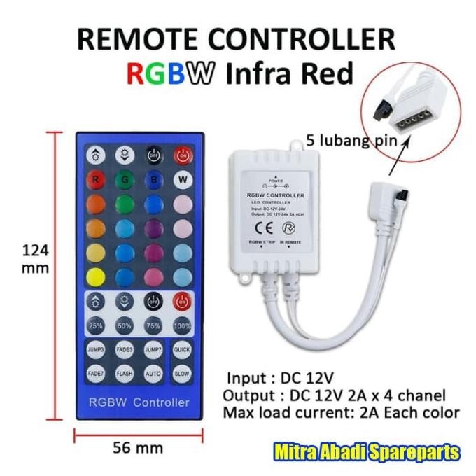 Jual New! Remote Controller IR LED Strip RGBW DC 12-24 Volt + RGB ...