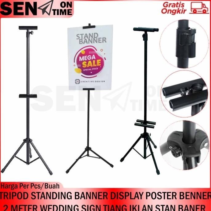 Jual Tripod Stand Banner Display Tiang Iklan Barcode Akrilik Standing