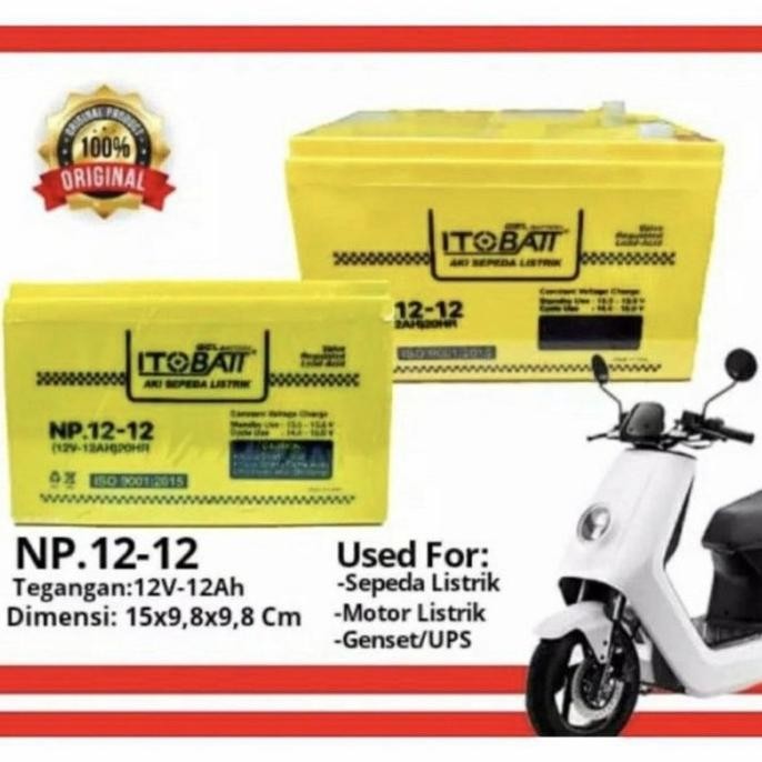 Jual Harga Promo Aki Motor Listrik Itobatt Np.12-12 / 12V 12Ah Aki