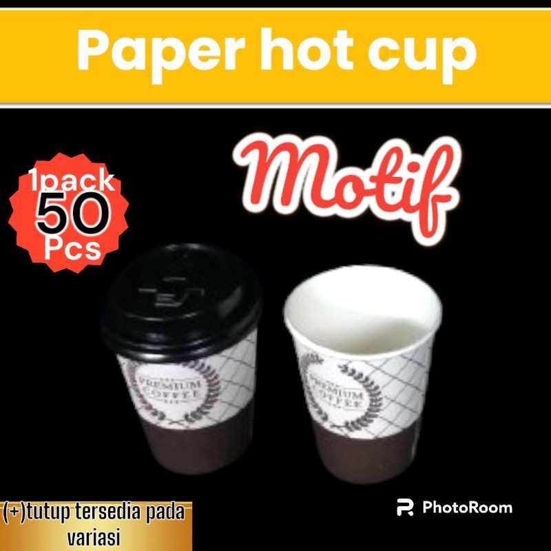 Jual Paper Cup Gelas Kertas Kopi Motif 8oz 9oz Tahan Panas Sekali Pakai ...