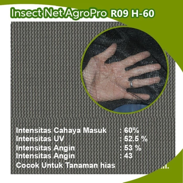 Jual Insecnet Hitam Jaring Greenhouse AgroPro R09 H-60 3 Meter Inseknet ...