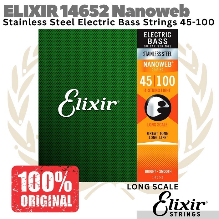 Jual Elixir 14652 Nanoweb Long Scale Bass Strings 45-100 Senar | Shopee ...