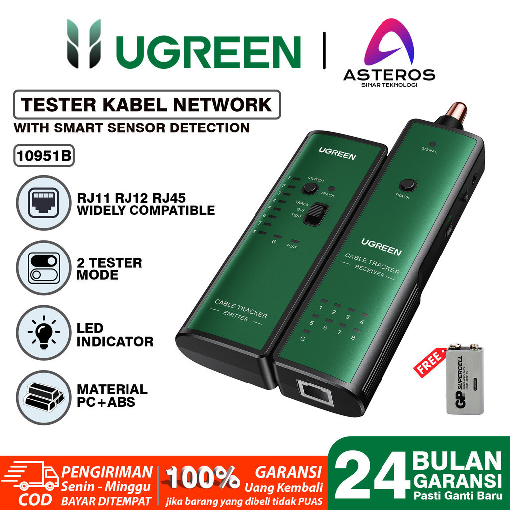 Jual UGREEN LAN Tester Alat Penguji Kabel LAN RJ45 Ethernet RJ11 ...