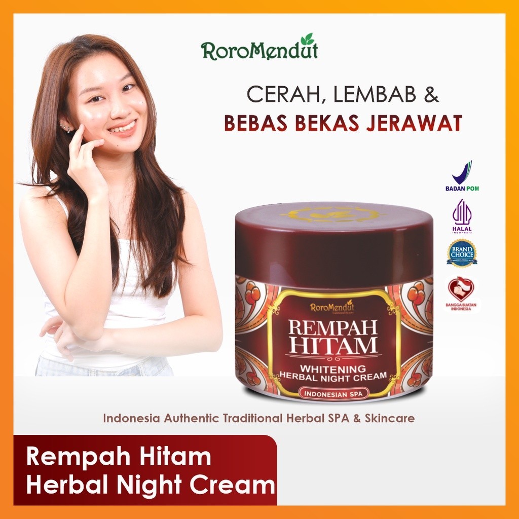 Jual 𝐑𝐎𝐑𝐎 𝐌𝐄𝐍𝐃𝐔𝐓 Rempah Hitam Whitening Herbal Night Cream | Shopee ...