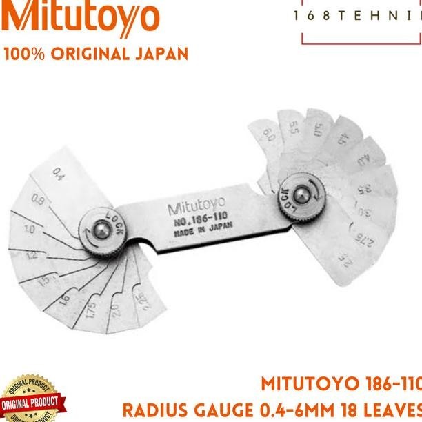 Jual Mitutoyo 186-110 / Mitutoyo Radius Gauge 0.4-6Mm 18 Leaves Premium ...