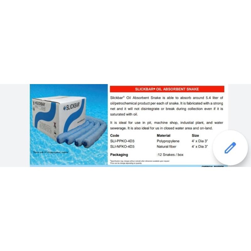 Jual OIL ABSORBENT SNAKE SLICKBAR - Polypropylene | Shopee Indonesia