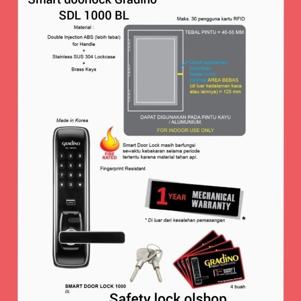 Jual Smart Door Lock 1000 Gradino Readystock!! | Shopee Indonesia