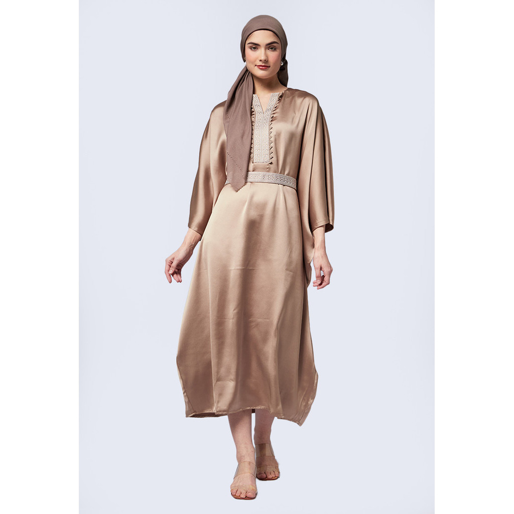Jual Executive Gamis with Contrast Details Taupe | Shopee Indonesia