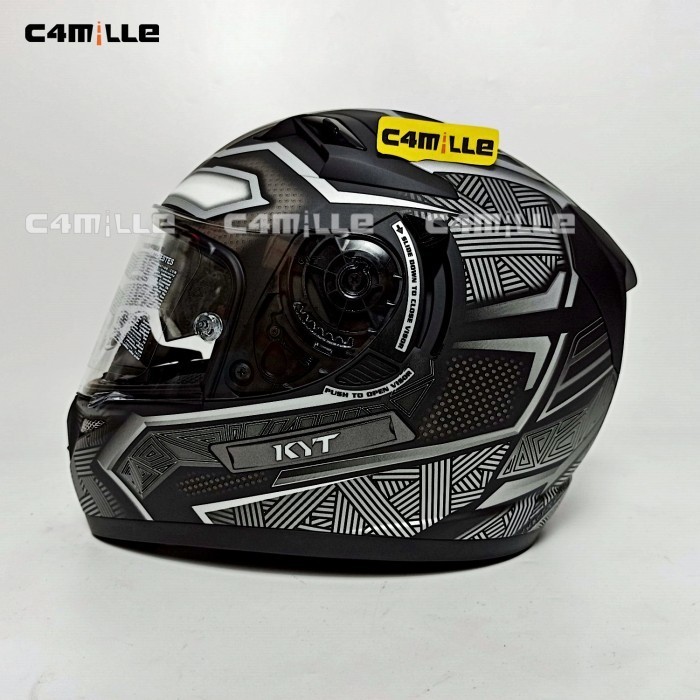 Jual Helm Kyt K2 Rider Black Panther #1 Black Doff Silver Double Visor ...