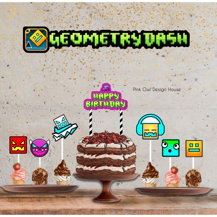 Jual Geometry Dash Cake Topper Hiasan Kue | Shopee Indonesia