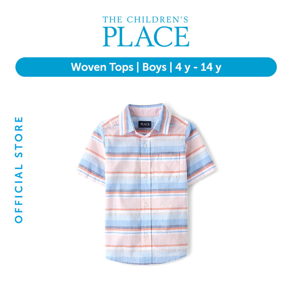 Boys Striped Chambray Button Up Shirt - Kemeja Anak Laki