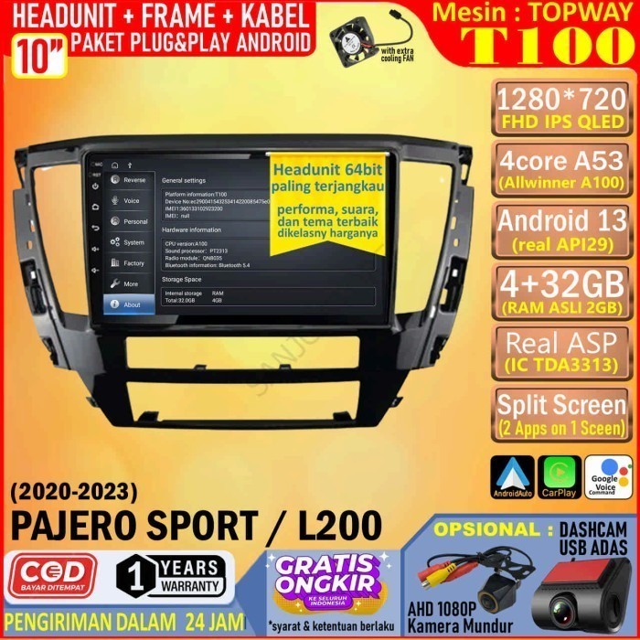 Jual Paket Headunit Android Inch Frame Soket Pnp Mitsubishi Pajero Sport Topway T