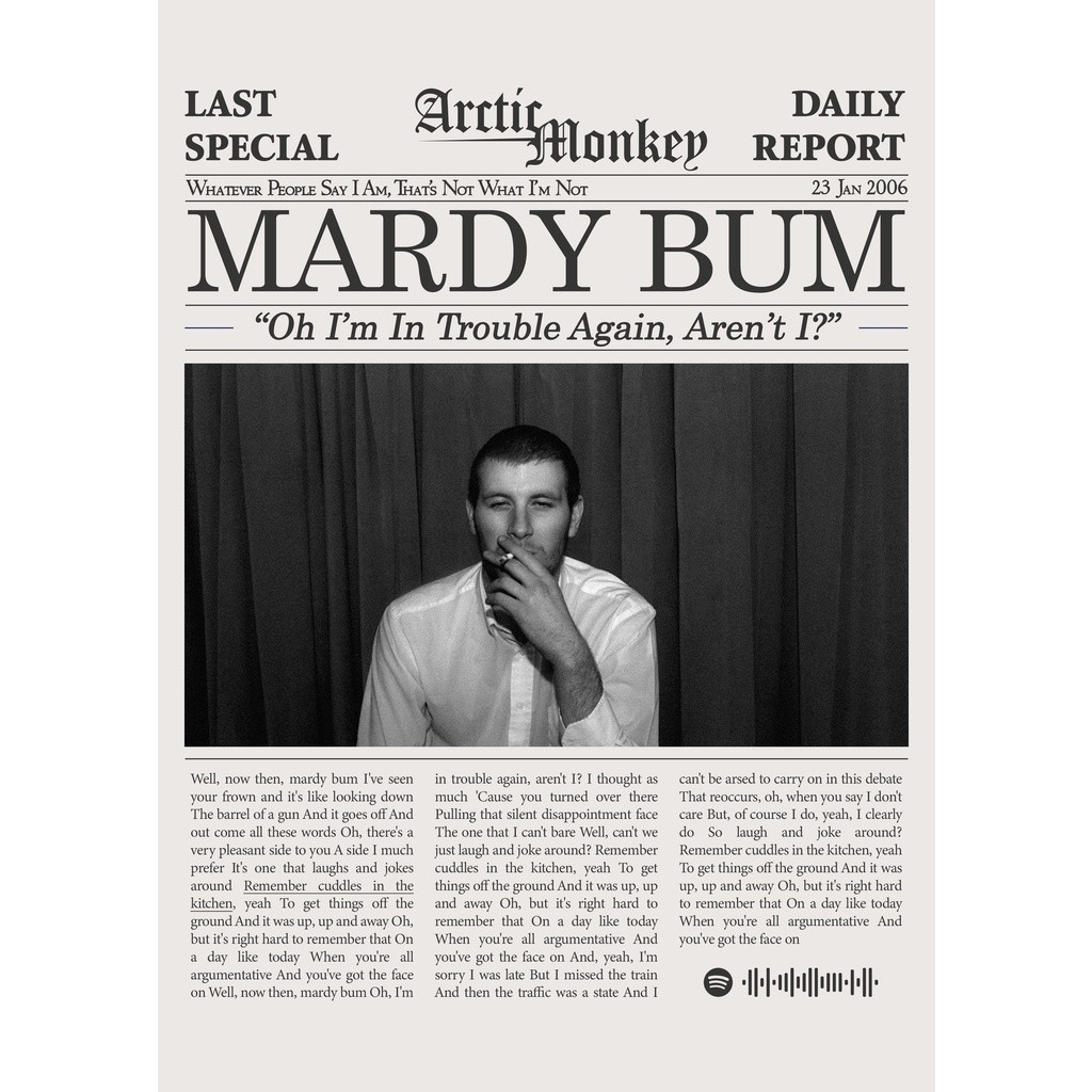 Jual Labored Hustle Poster Arctic Monkeys Mardy Bum | Frameblock ...