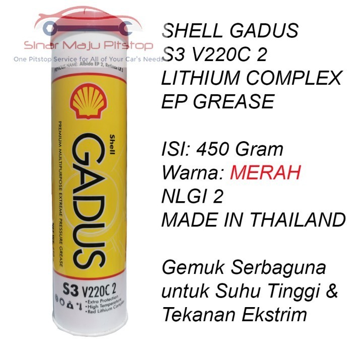 Jual Shell Gadus S3 V220C 2 Gemuk Merah Serbaguna 450 Gram Made In ...