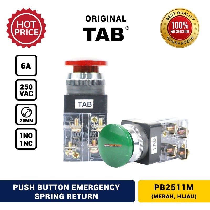 Jual Emergency Push Button Spring Return TAB PB2511M | Shopee Indonesia