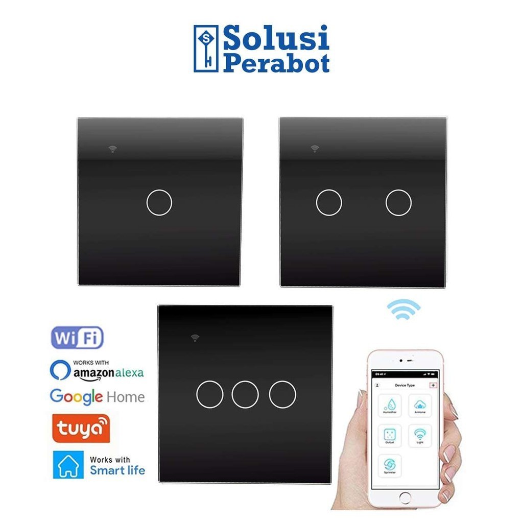 Jual Smart Wall Switch Hitam WIFI SP / Saklar Dinding Sentuh / IoT ...