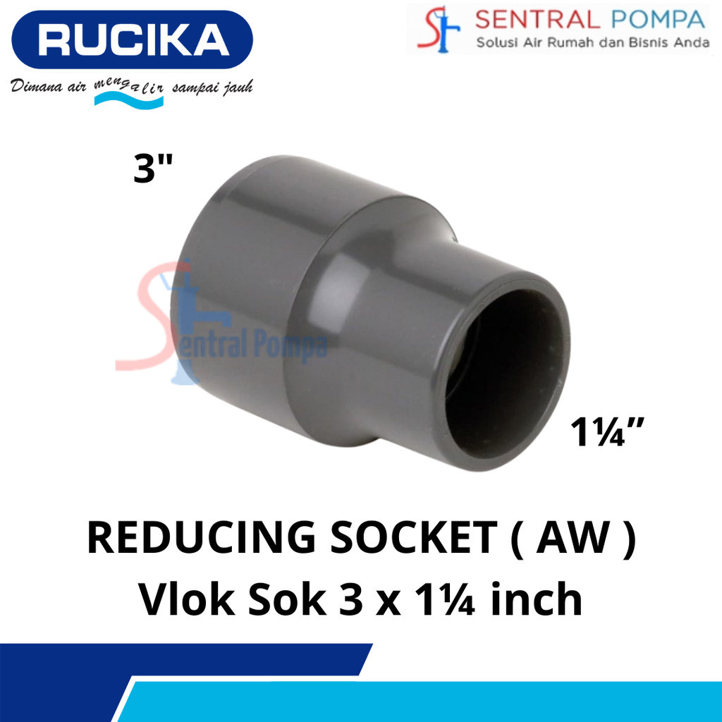 Jual Vlok Sok 3 x 1 inch RUCIKA PVC AW Reducer Socket / Increaser 3
