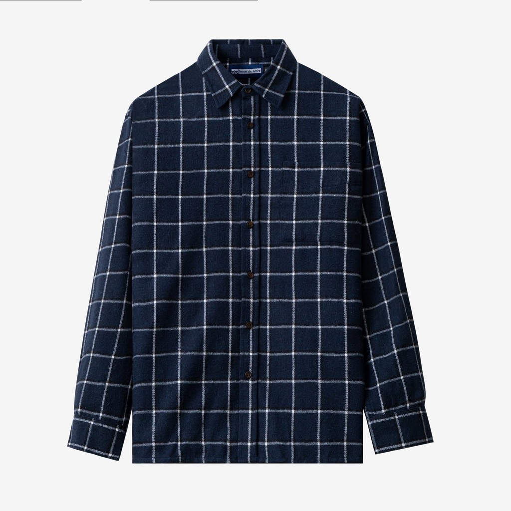 Jual Kemeja Flannel - College Days Flannel Long Sleeve - Navy Double ...