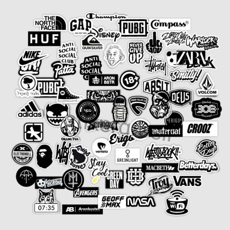 Jual Stiker Brand Hitam Isi 25Pcs Distro Case Phone Logo Aesthetic ...