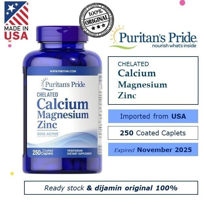 Jual Puritans Pride Chelated Calcium Magnesium Zinc 250 Caplets Shopee Indonesia 5911