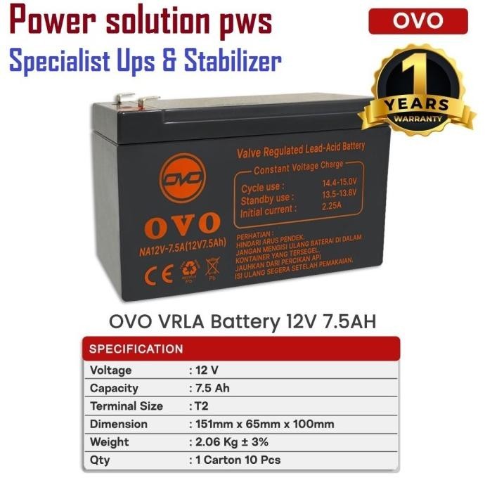 Jual Baterai Aki Kering UPS OVO 12v 7.2Ah 12v 7Ah Garansi Resmi