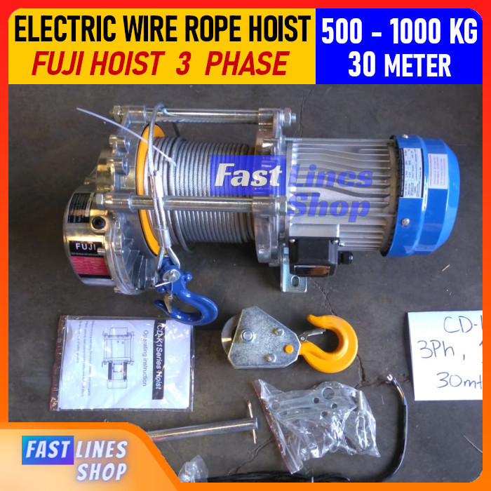 Jual Electric Wire Rope Hoist Fuji 1000 Kg 3 Phase | Shopee Indonesia