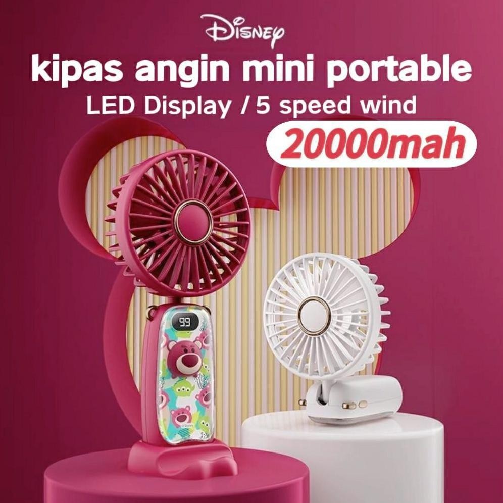 Jual Kipas Angin Mini Portable karakter 20000 mah LED Display Kartun ...