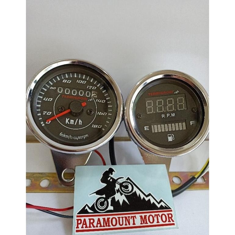 Jual TT60 spido speedometer bulat kilometer LED plus RPM amper bensin ...