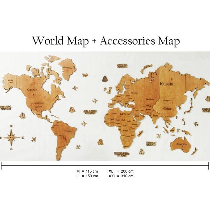 Jual Peta dunia kayu (World Map Wood) / Dekorasi Hiasan Dinding hic ...