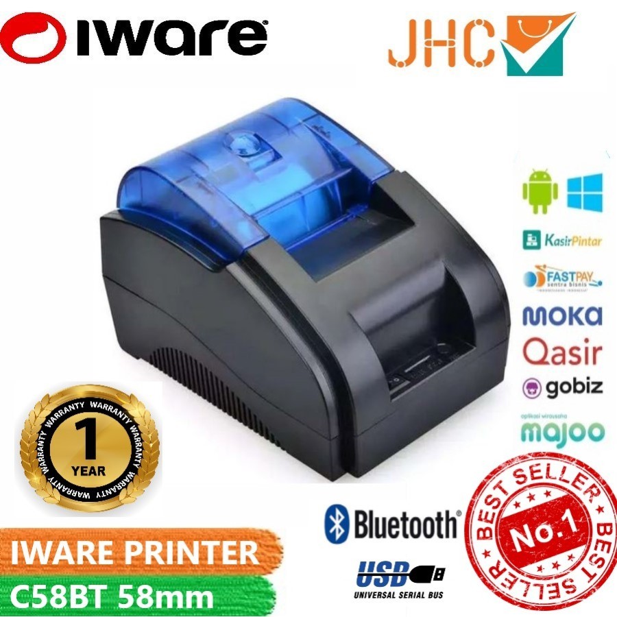 Jual PRINTER KASIR IWARE THERMAL USB BLUETOOTH 58mm - C58BT C58 BT ...