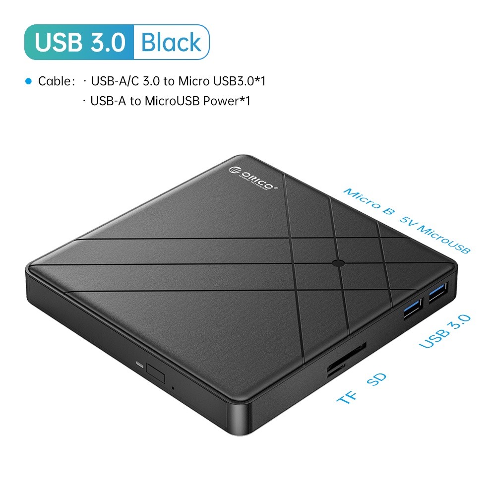 7 In 1 External CD/DVD Drive USB 3.0 DVD Player With 2 USB/Type-C Ports 1 TF /SD Card Slots CD/DVD Burner For Laptop - 7
