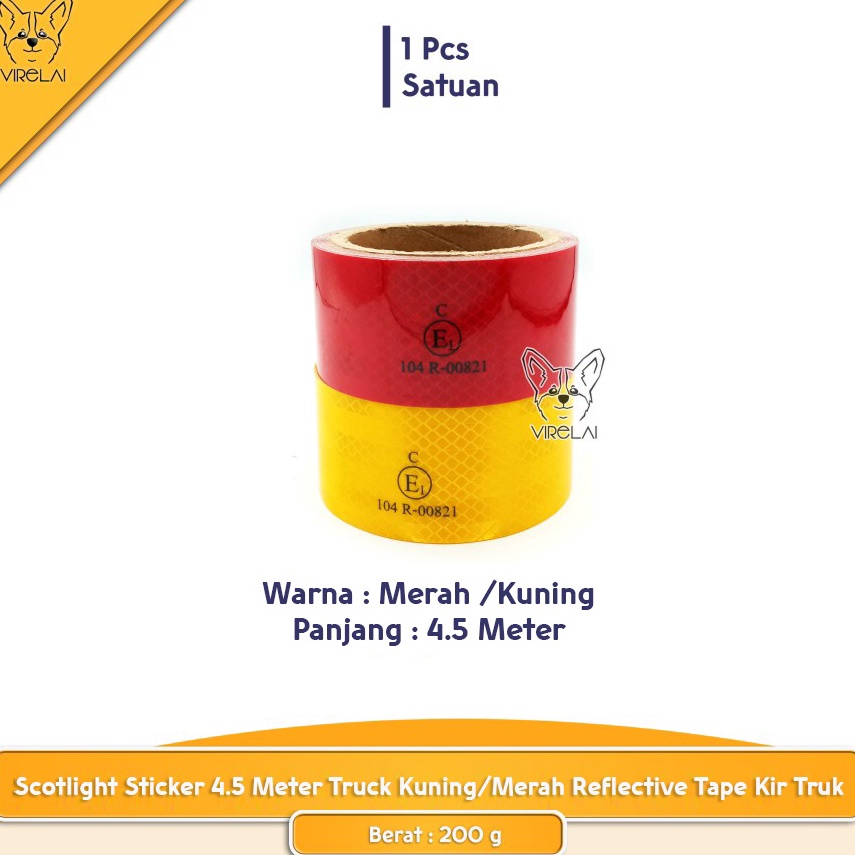 Jual TERBAIK Scotlight Sticker Stiker 4.5 Meter Truck Kuning/Merah ...