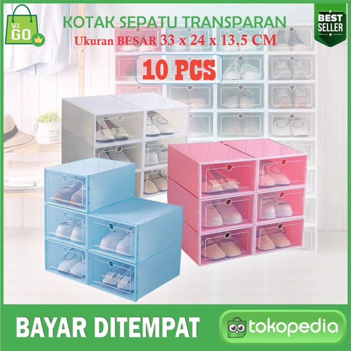 Jual 10 Pcs!! Kotak Sepatu Lipat / Shoe Box / Kotak Sepatu Transparan ...