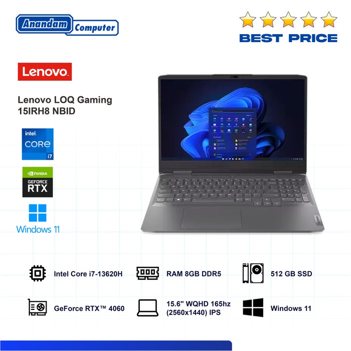 Jual Laptop Lenovo LOQ 15IRH8 i7 13620H 8GB 512GB SSD RTX4060 W11+OHS ...