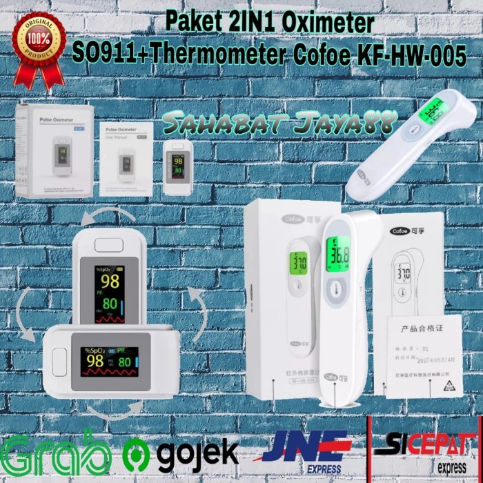 Jual Paket 2In1 Oximeter Pulse Fingertip Thermometer Cofoe Shopee