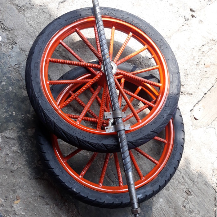 Jual Roda Gerobak Dorong 1Set Ruji Besi 8Besar Ring 17Inch Roda Kastor ...