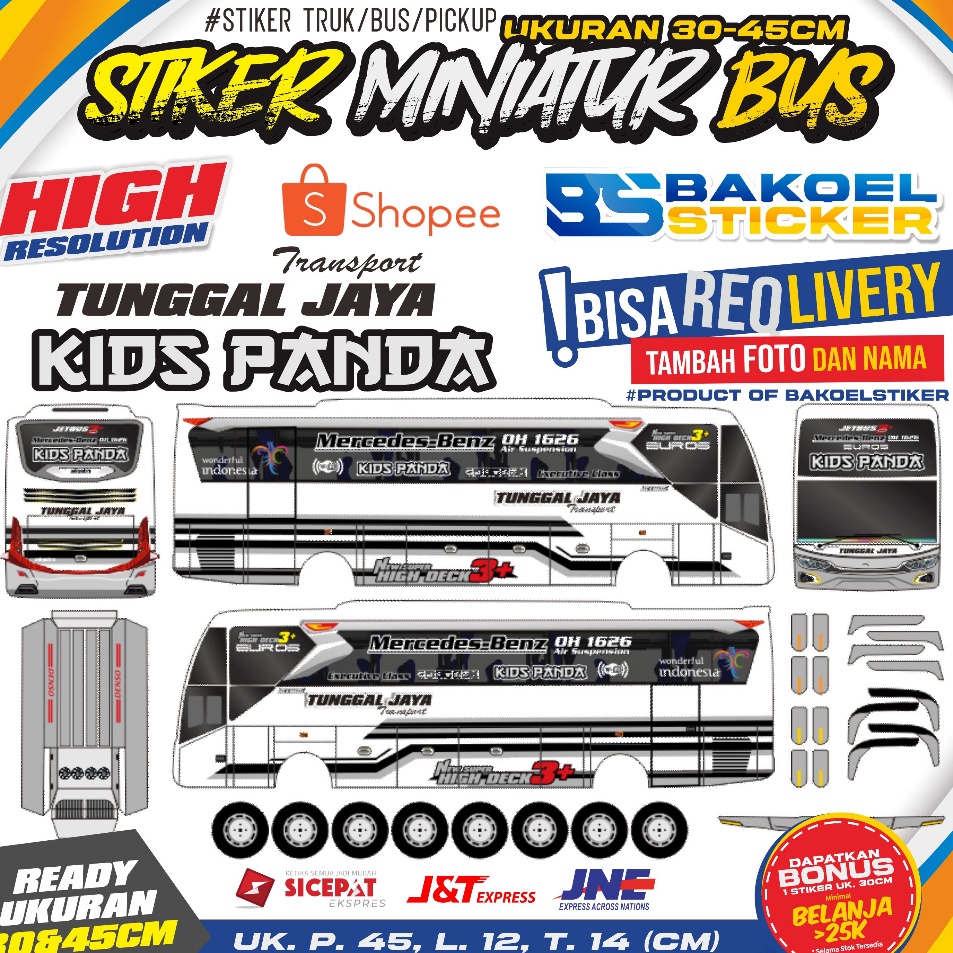 Jual Kejar Promoj V U New Stiker Miniatur Bus Po Tunggal Jaya Uk